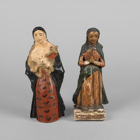 School of Pedro Antonio Fresquís, Two Bultos: Nuestra Señora de los Dolores, ca. 1840 + La