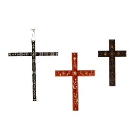 Various Artists, Group of Three Straw Appliqué Crosses