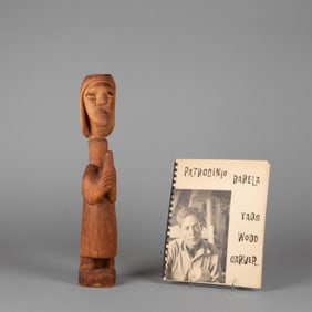 Patrociño Barela, Untitled (Votive Figure) + Book: Patrocino Barela: Taos Wood Carver, 1962