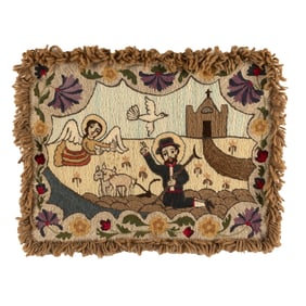 Attributed to Kathleen Sais Lerner, Colcha with San Isidro Labrador, ca. 1940