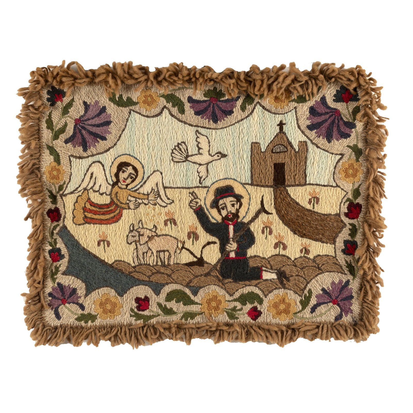 Attributed to Kathleen Sais Lerner, Colcha with San Isidro Labrador, ca. 1940 (1 of 1)