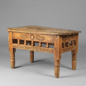 Spanish / Moorish, Chip Carved Table, 20th Century