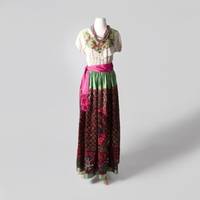 Mexico, Women's China Poblana Outfit with Silk Sash, ca. 1935