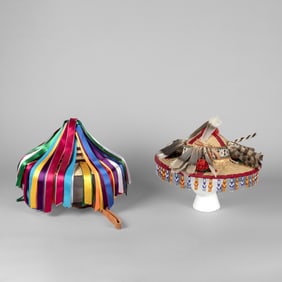Huichol, Two Hats: Majordomo (Governor’s) Hat + Wide Brimmed Hat
