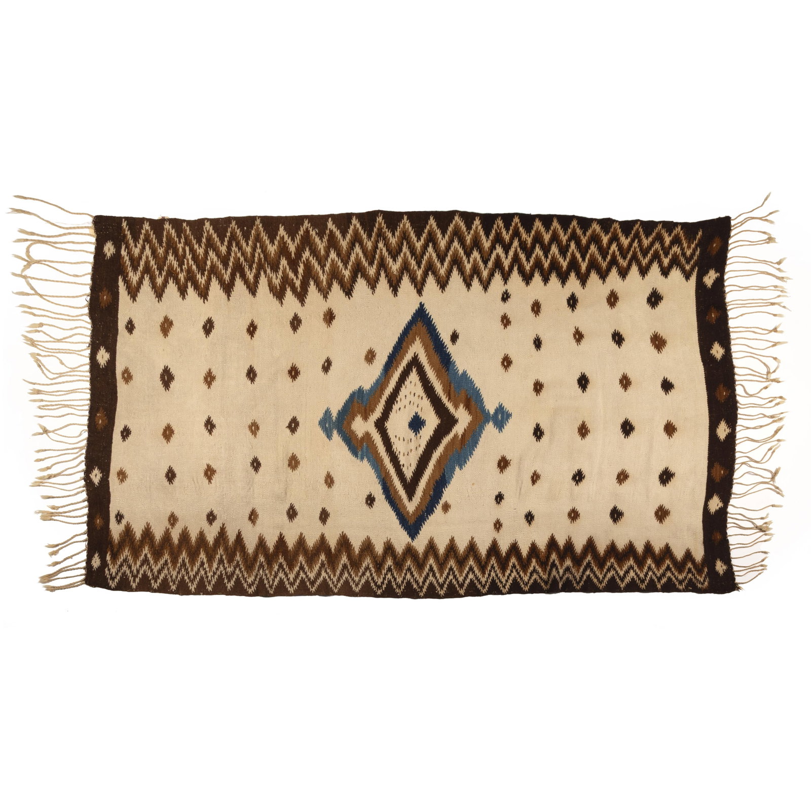 Northern Mexico, Mayo Serape, ca. 1935: Northern MexicoMayo Serape, ca. 1935handspun wool, indigo and natural dyes49 x 84 in. (124.5 x 213.4 cm.) The Tyrone Campbell Collection