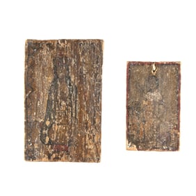 New Mexico, Two Retablos, ca. 1840: San Juan de los Lagos, + Santa Rosalia de Palermo