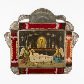 Isleta, Tin Frame with Devotional Print, ca. 1900