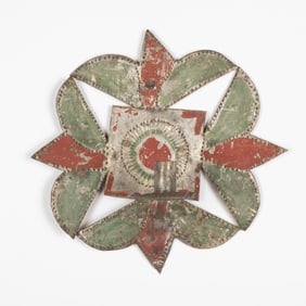 Valencia Red and Green Tinsmith, Candle Sconce, ca. 1895
