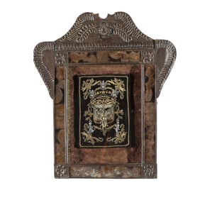 Cristo Crucificado in Stamped Tin Frame