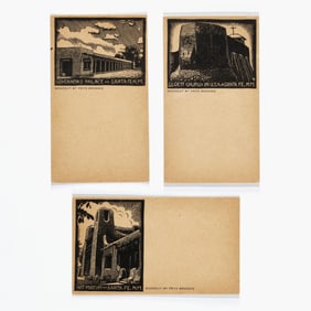 Fritz Broeske, Group of Three: Oldest Church in USA Santa Fe, NM + Art Museum Santa Fe, NM +