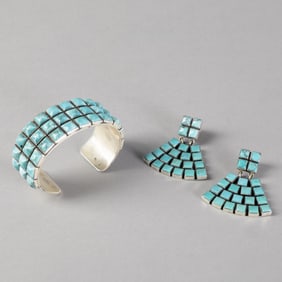 Federico Jimenez, Turquoise Cuff and Earring Set