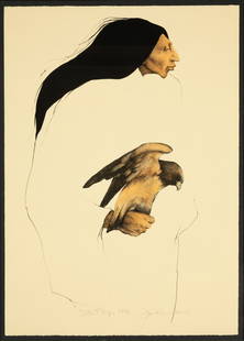 Frank Howell, Distant Eyes, 1984: Frank Howell1937 - 1997Distant Eyes, 1984lithograph, TPHC (trial proof hand-colored) 1/1titled lower left: Distant Eyeseditioned lower center: TPHCsigned and dated lower right: Frank Howell 1984