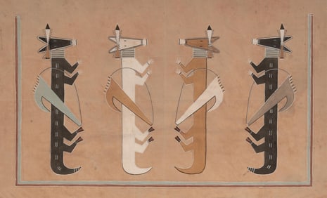 Bruce Hathale, Four Mountain Lions Exchanging Quivers, 1988