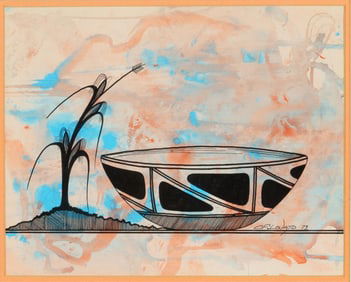 Charles Lovato, Two Works on Paper, 1973