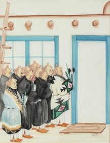 Percy [Kai-Sa] Sandy, Untitled (Adobe Scene with Mudheads)