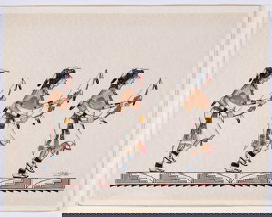 Jose D. Roybal, Bow and Arrow Dance: Jose D. RoybalSan Ildefonso, 1922 - 1978Bow and Arrow Dancegouache, ink on papersigned lower right: J.D. ROYBAL10 1/4 x 13 1/4 in. (26 x 33.7 cm.), sheet: 11 x 14 in. (27.9 x 35.6 cm.) Private C