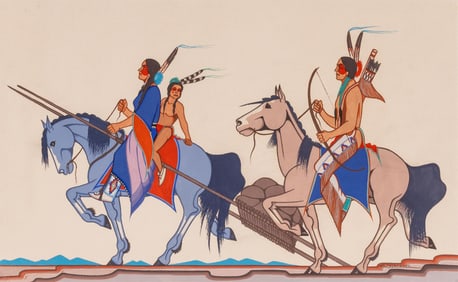 Archie Blackowl, Untitled (Figures on Horseback)