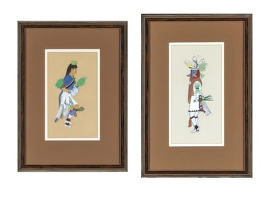 Tom Trujillo + Lee Moquino, Two Works on Paper: Pueblo Dancers