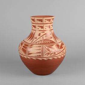 Caroline G. Loretto, Two Toned Redware Jar, 1984