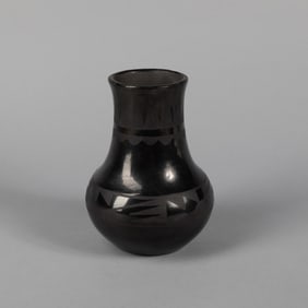 Maria + Julian Martinez, Black on Black Shouldered Jar, ca. 1940