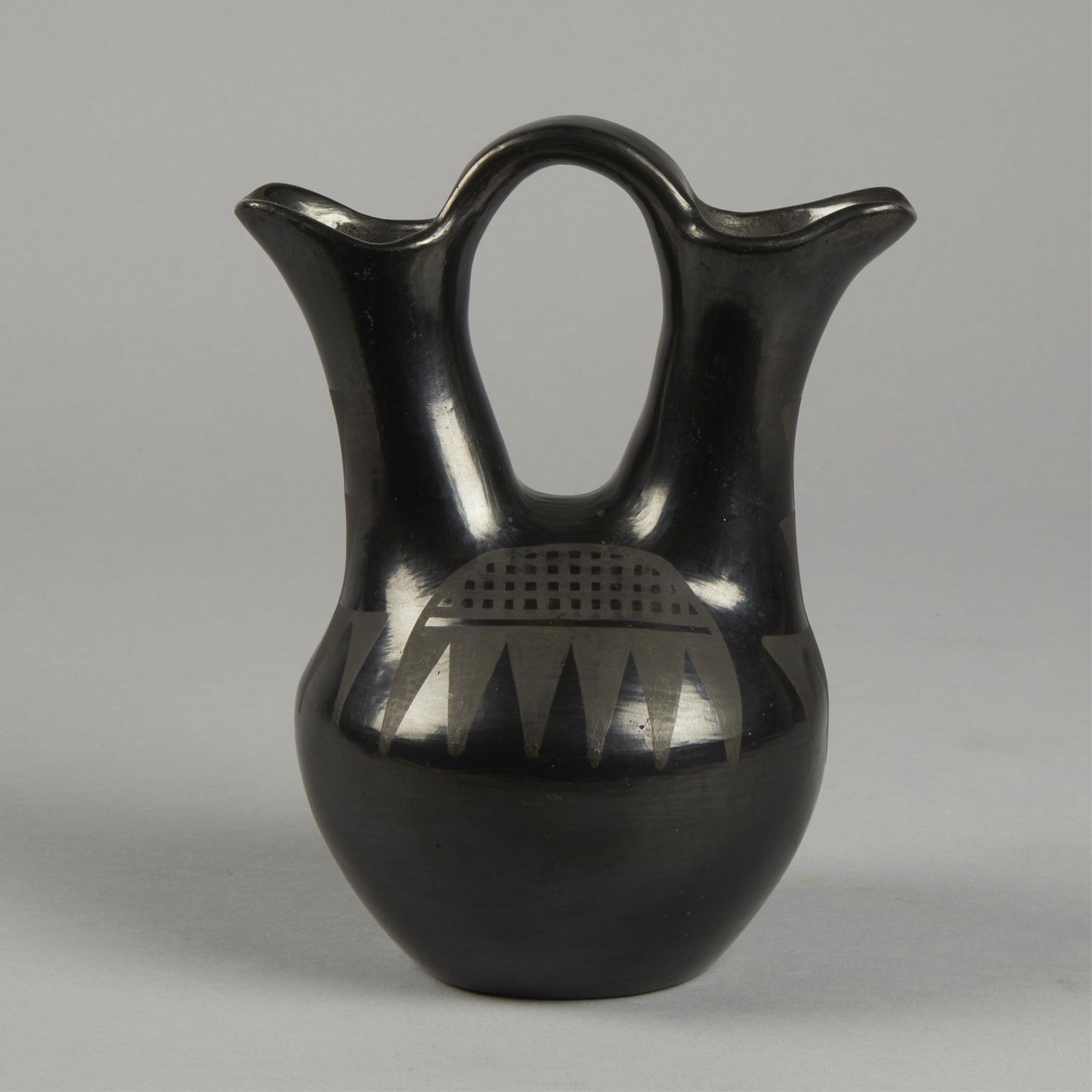 Maria Martinez, Black on Black Wedding Vase, ca. 1923 - 1925 (1 of 3)