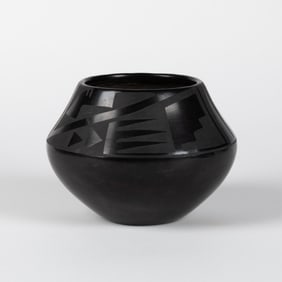 Maria Martinez + Popovi Da, Black on Black Pot, ca. 1960