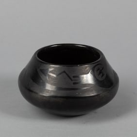 Maria Martinez, Black on Black Jar with Avanyu Design