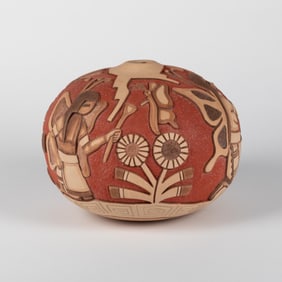 Thomas Polacca, Carved Polychrome Seed Jar, 1992
