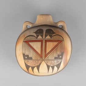 Fannie Nampeyo, Polychrome Canteen with Double Headed Bird, ca. 1975