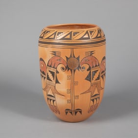 Marcella Kahe, Pottery Vase with Polychrome Painted Designs, ca. 1975