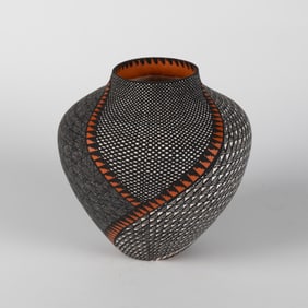 Sandra Victorino, Fine Line Swirl Jar with Geometric Design