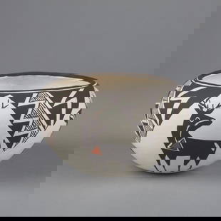 Lucy M. Lewis, Pottery Bowl with Heartline Deer Designs, ca. 1965: Lucy M. LewisAcoma, 1898 - 1992Pottery Bowl with Heartline Deer Designs, ca. 1965fired clay, pigmentsInscribed: LUCY M. LEWIS- / AcoMa.4 1/4 x 6 1/2 in. (10.8 x 16.5 cm.) Private Collection, New