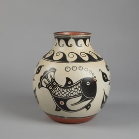 Thomas Tenorio, Polychrome Pot with Fish Motif, 2009