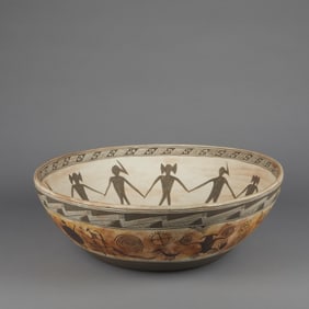 Michael Kanteena, Polychrome Bowl with Pictorial Designs, ca. 1995