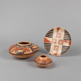 Hopi, Group of Three Polychrome Pottery Items