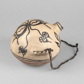 Cochiti, Canteen with Black on White Designs, ca. 1900