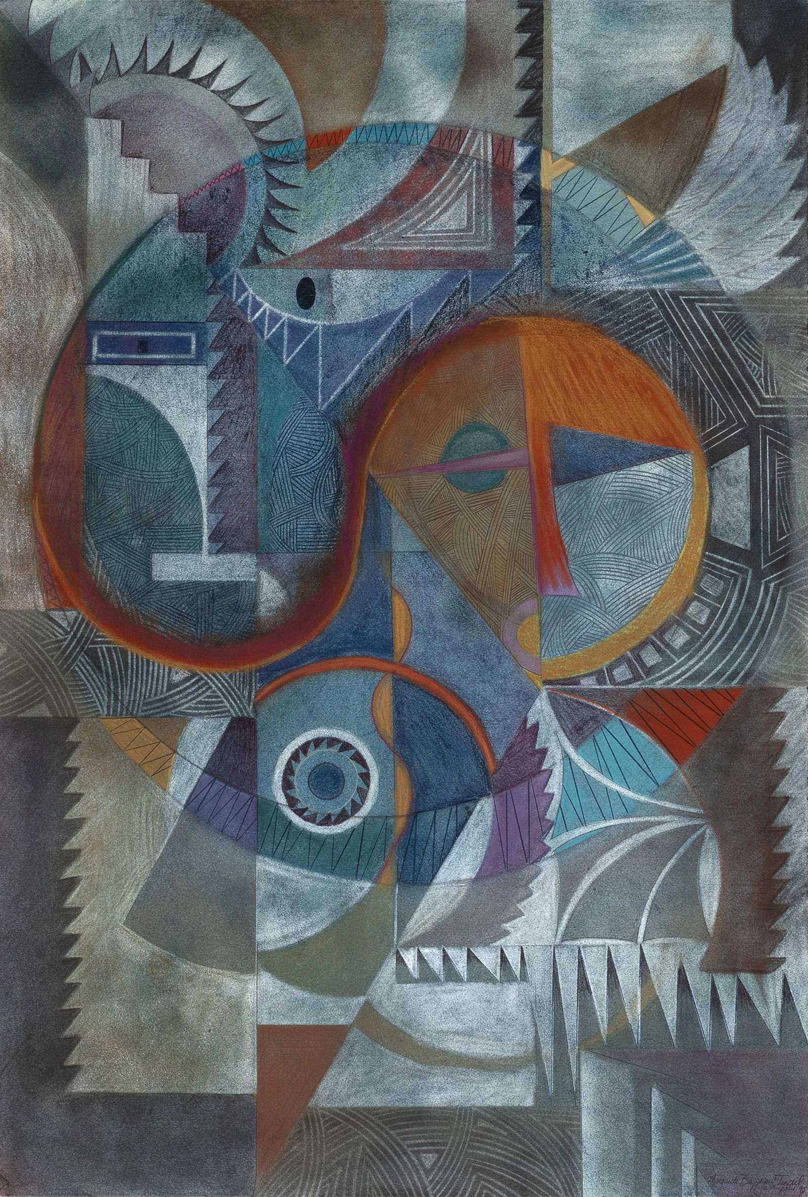 Margarete Bagshaw, Untitled, 1995: Margarete BagshawSanta Clara, 1964 - 2015Untitled, 1995oil pastel on paperinscribed: Margarete Bagshaw Tindel / O-je-gi-Povi 9544 x 30 in. (111.8 x 76.2 cm.), frame: 49 1/2 x 35 3/8 x 2 in. (125.7 x 8