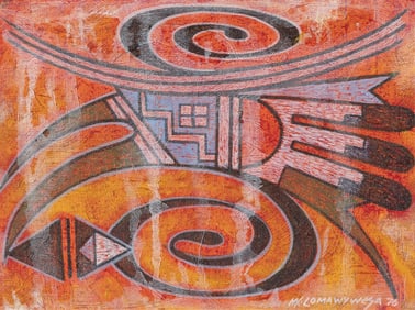 Michael [Lomawywesa] Kabotie, Pottery Motif, 1976