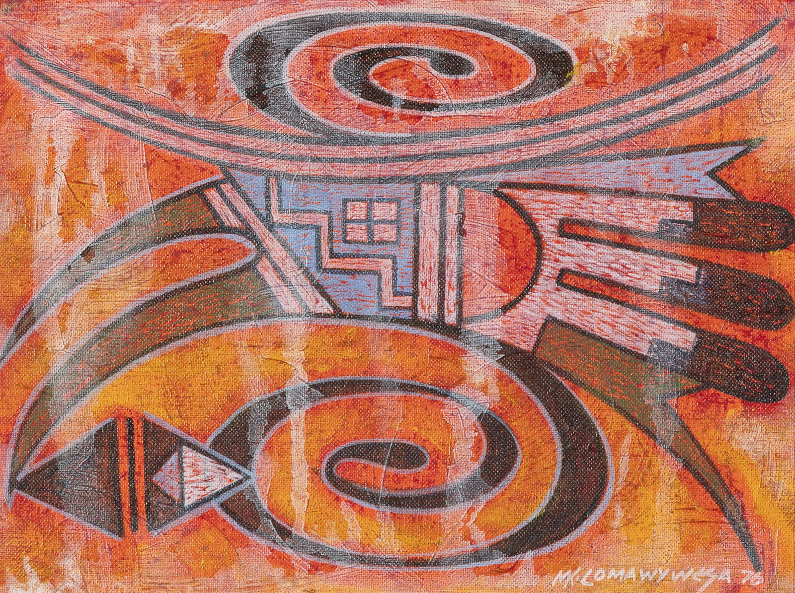 Michael [Lomawywesa] Kabotie, Pottery Motif, 1976 (1 of 4)