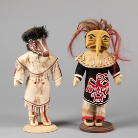 Inuit, Pair of Dolls with Removable Masks