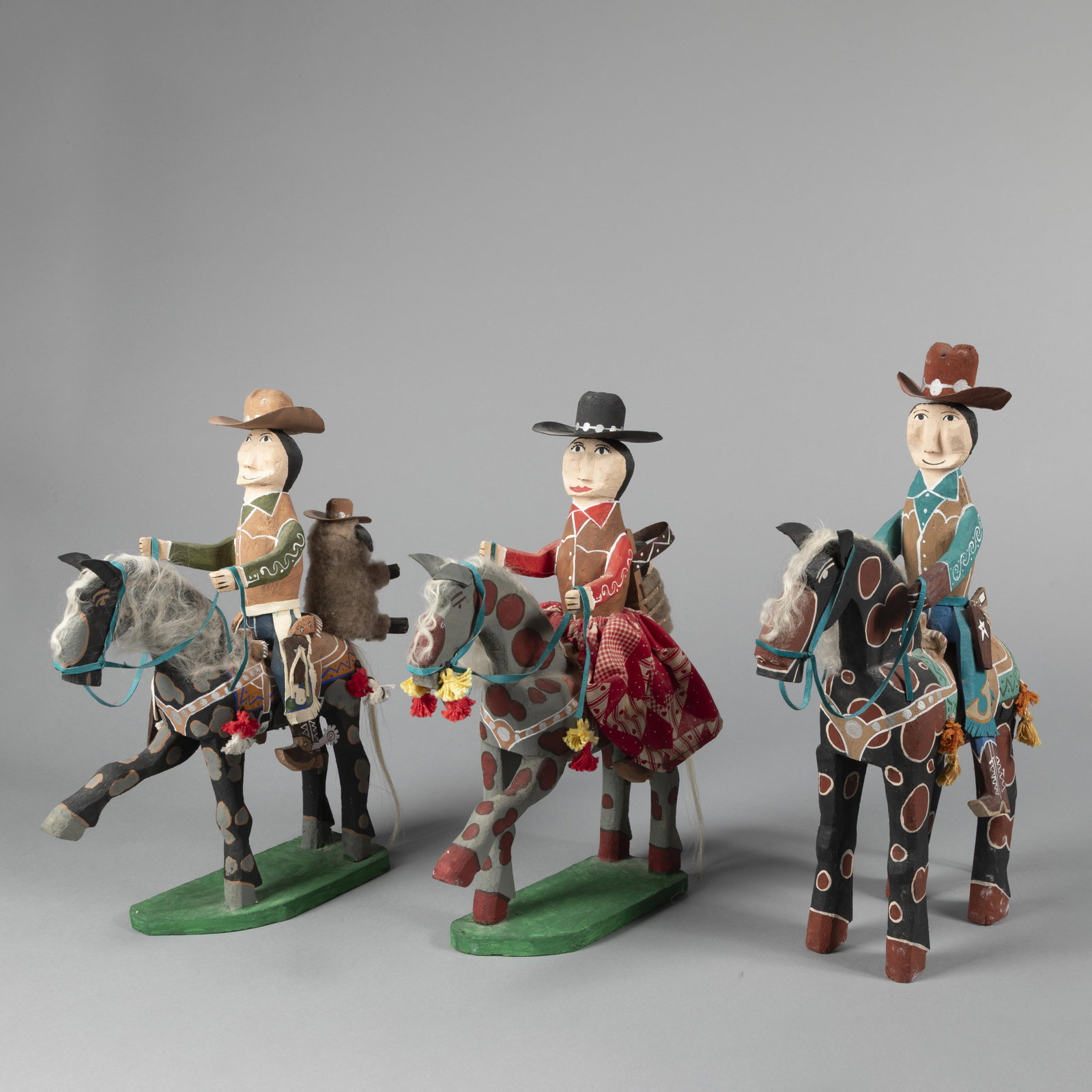 Delbert Buck, Three Horse and Rider Folk Art Figurines (1 of 3)