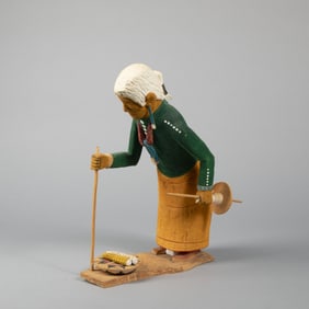 Dine (Navajo), Folk Art Carving of a Weaver with her Tools, ca. 1975