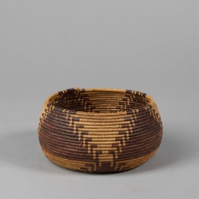 Maidu, Basketry Bowl with Quail on the Mountain Top Design