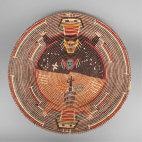 Attributed to [Sally Black + Family], Basketry Plaque with Yei, ca. 2000