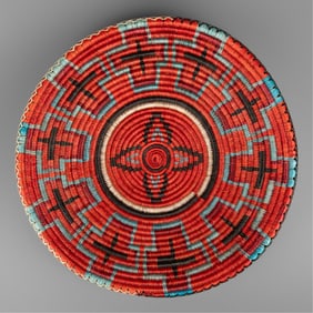 Angelina Holiday, Polychrome Basketry Tray, ca. 2000