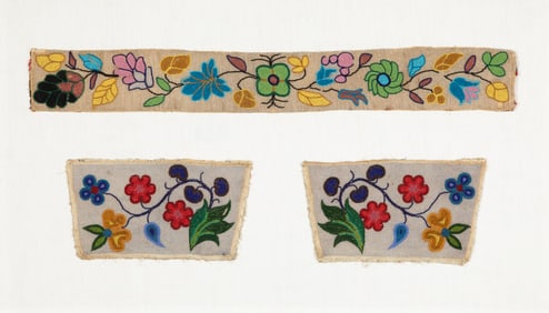 Plateau, Three Beadwork Items: Sash + Armbands, ca. 1920