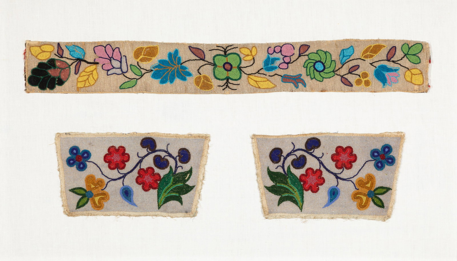 Plateau, Three Beadwork Items: Sash + Armbands, ca. 1920 (1 of 2)