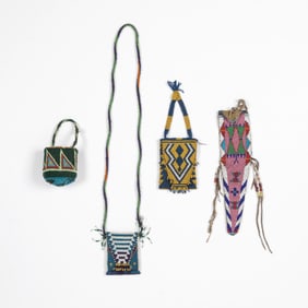 Lot of Four Beaded Items, ca. 1900