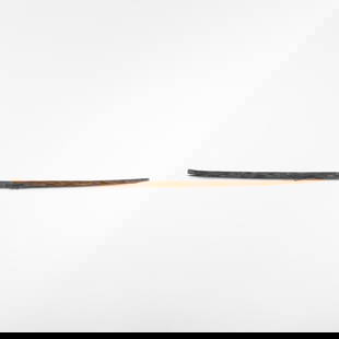 Quechan (Yuma), Bow, ca. 19th Century: Quechan (Yuma)Bow, ca. 19th Centurycarved wood, pigments57 x 2 1/2 x 1 1/2 in. (144.8 x 6.4 x 3.8 cm.) Mountain Lion Trading Post, Redondo Beach, CaliforniaTAD Tribal Art, Santa Fe, New Mexico, 2000Th