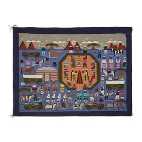 Diné (Navajo), Pictorial Rug, ca. 1985